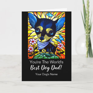 Carte Bonne Fête des pères du meilleur chien noir Chihua