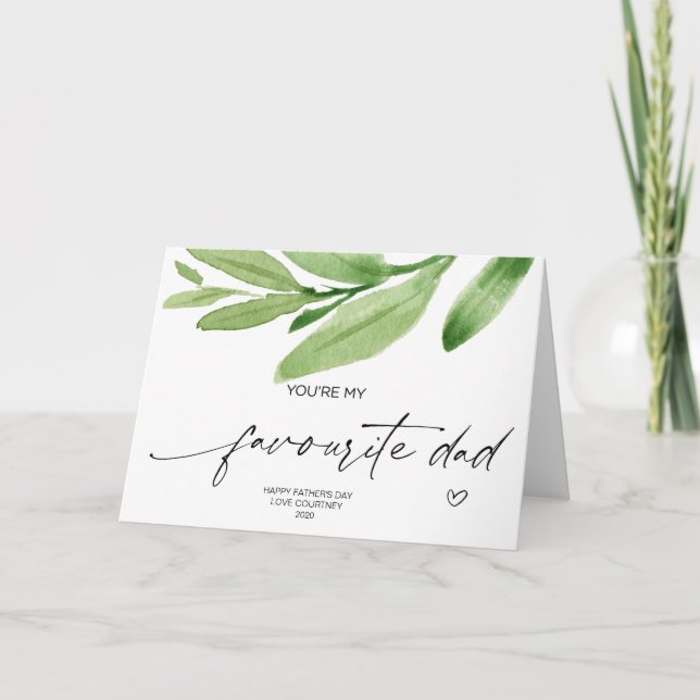 Carte Bonne Fête des pères Favori papa cadeau de la fill (Devant)