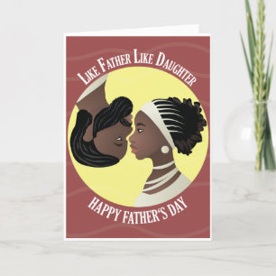 Carte Bonne Fête des pères ; Fille et papa "Ying and Yan