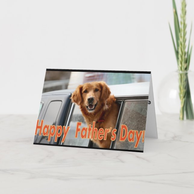 Carte Bonne Fête des pères Golden Retriever card (Devant)