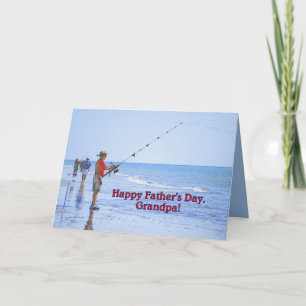 Carte Bonne Fête des pères, Grand-père, Pêche à la plage