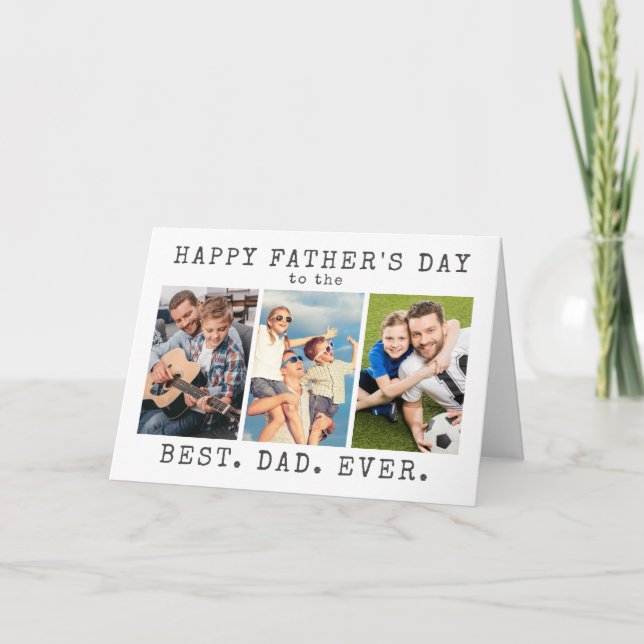 Carte Bonne Fête des pères MEILLEUR PAPA JAMAIS 3 Photos (Devant)