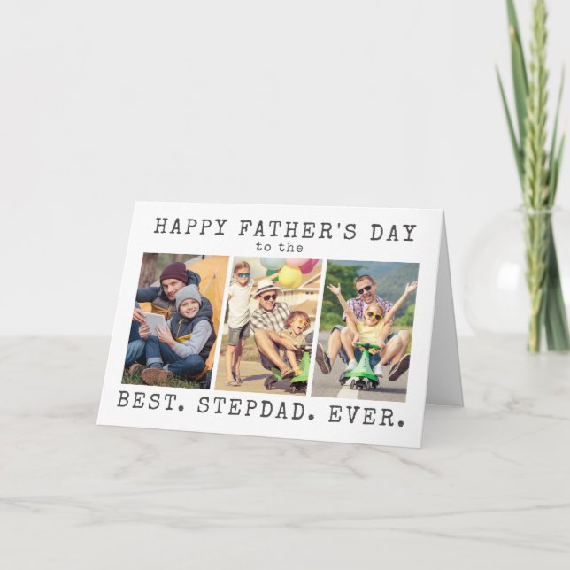 Carte Bonne Fête des pères MEILLEUR STEPDAD JAMAIS 3 Pho (Devant)