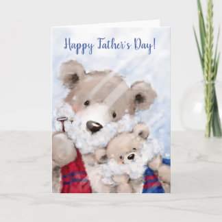 Carte Bonne Fête des pères, mignon ours père et fils ras