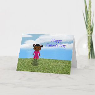 Carte Bonne Fête des pères papa avec une fille afro-amér