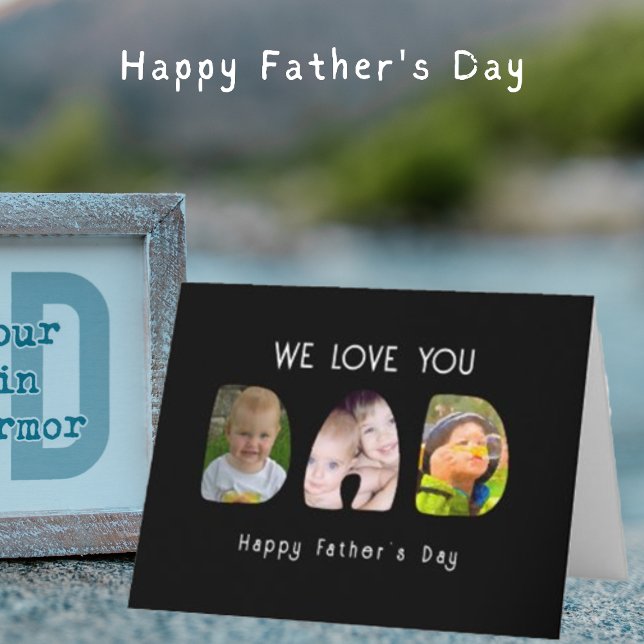 Carte Bonne Fête des pères Papa-We Love U-Photo & Nom (Créateur téléchargé)