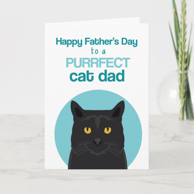 Carte Bonne Fête des pères Purrfect Chat noir (Devant)