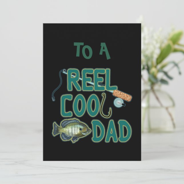 Carte Bonne Fête des pères Reel Cool Papa Pêche (Debout devant)