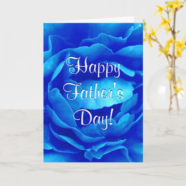 Carte Bonne Fête des pères Rose bleu II (Fleur jaune)