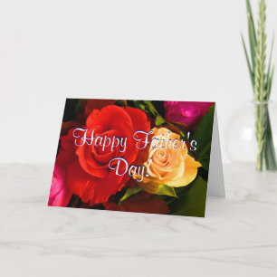 Carte Bonne Fête des pères Rouge Roses Jaunes I