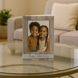 Carte Bonne Fête des pères Rustic Grey Photo Bois