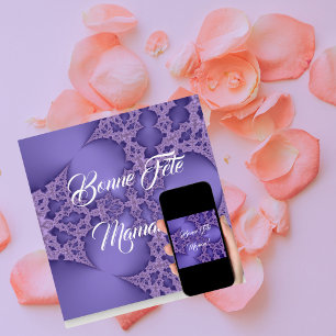 Carte Bonne fête Maman, fractale mauve