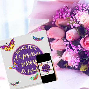 Carte Bonne fête maman - papillons multicolores