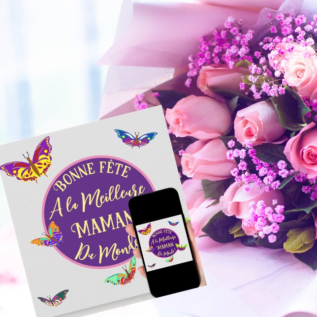 Carte Bonne fête maman - papillons multicolores (Créateur téléchargé)