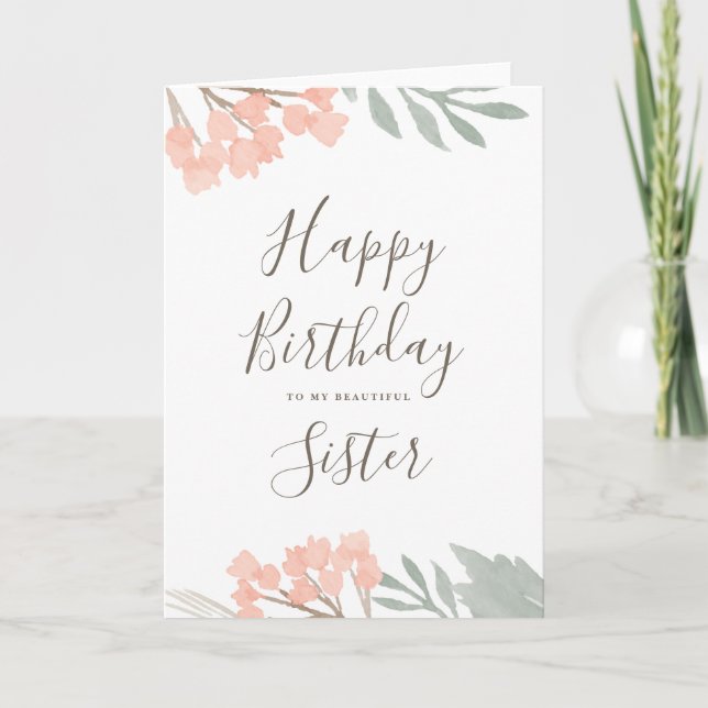 Carte Bonne fête soeur accueil floral (Devant)