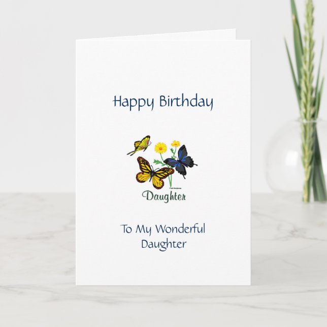 Carte Bonne fille d'anniversaire - Papillons (Devant)