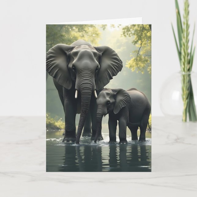 Carte Bonne fille d'anniversaire | Thème Éléphant (Devant)