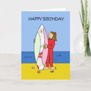 Carte Bonne fille de surfer d'anniversaire