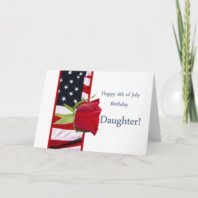 Carte Bonne fille rose d'anniversaire 4 juillet (Devant)