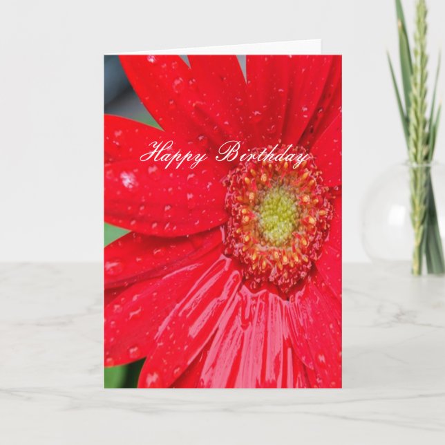 Carte Bonne Fleur rouge d'anniversaire (Devant)