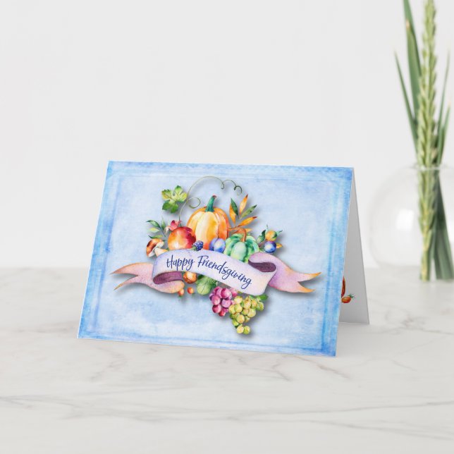 Carte Bonne Friendsgiving Friend Floral Citrouille Harve (Devant)