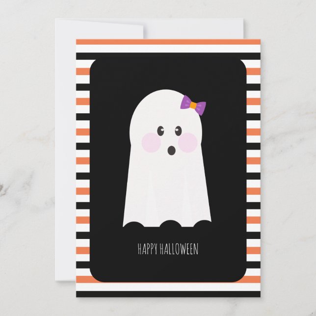 Carte Bonne Halloween Adorable Ghost Card (Devant)