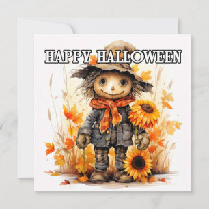 Carte Bonne Halloween adorable Scarecrow