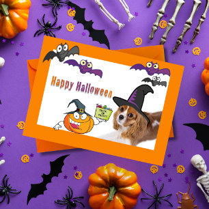 Carte Bonne Halloween Cavalier King Charles Witch Card