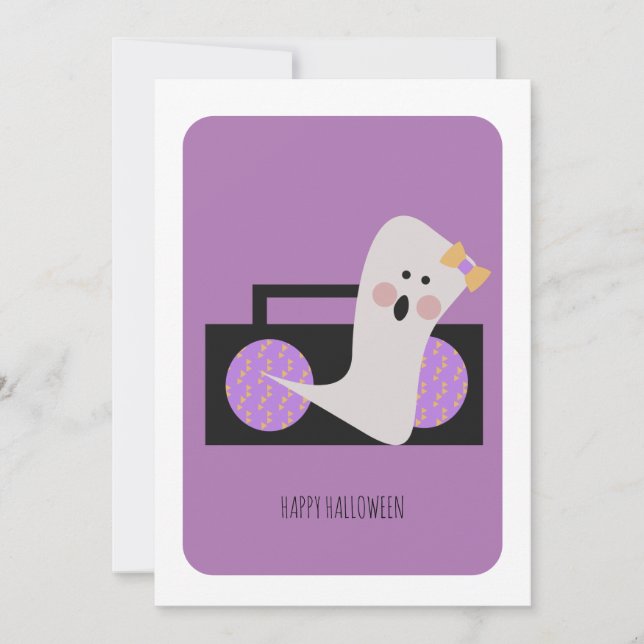Carte Bonne Halloween Cute Ghost Music Card (Devant)