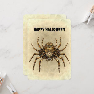 Carte Bonne Halloween Steampunk Spider