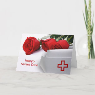 Carte Bonne Journée des infirmières. Casquette des Roses