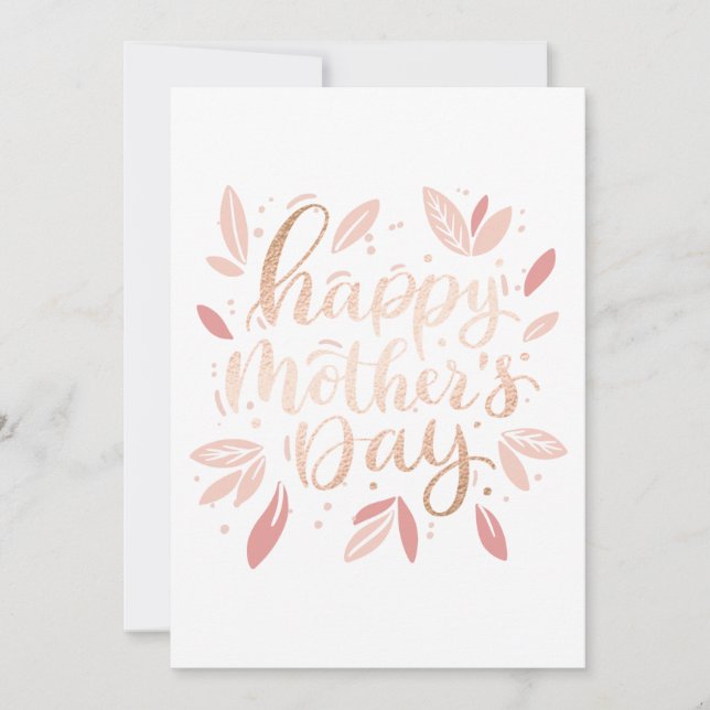 Carte Bonne journée des mères. Écriture florale mignonne (Devant)