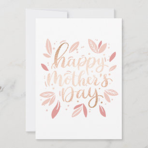 Carte Bonne journée des mères. Écriture florale mignonne