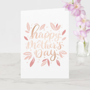 Carte Bonne journée des mères. Écriture florale mignonne