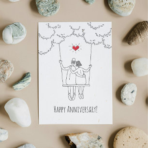 Carte Bonne Mariage Anniversaire Red Heart Swing Card