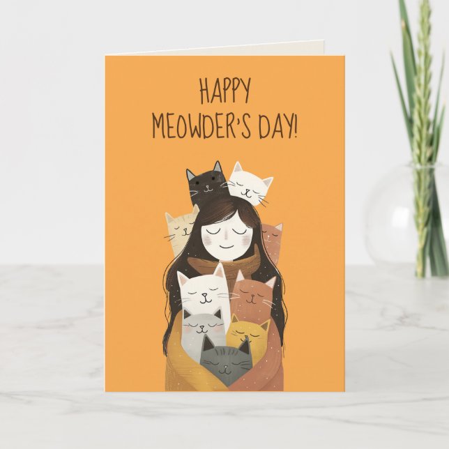 Carte Bonne Meowder's Day Cute Cat Maman Fête des Mères (Devant)