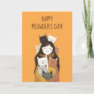 Carte Bonne Meowder's Day Cute Cat Maman Fête des Mères
