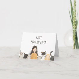 Carte Bonne Meowder's Day Fou Chat Lady Fête des Mères