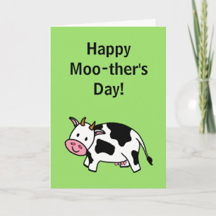 Carte Bonne Moo-ther's Day Moo Cow avec Pink Udder