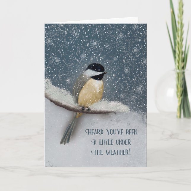 Carte Bonne neige hivernale sous le temps Chickadee (Devant)