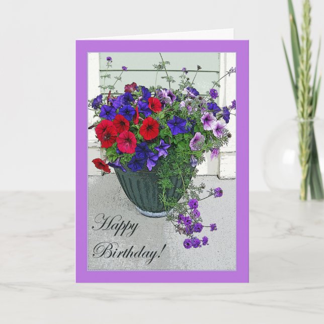 Carte Bonne organisation Fleur Anniversaire, (Devant)