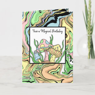 Carte Bonne page Anniversaire des champignons rétro et c