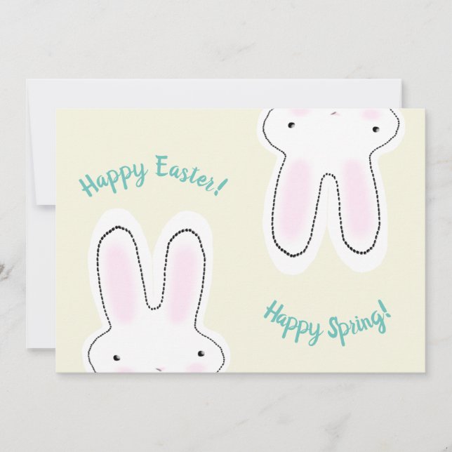 Carte Bonne Pâques Happy Printemps mignon lapin drôle ca (Devant)