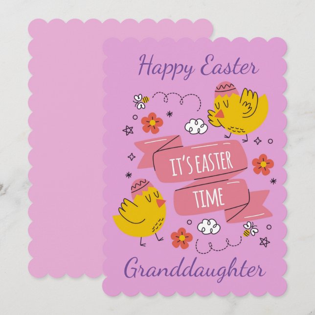 Carte Bonne Petite-fille de Pâques (Devant / Derrière)