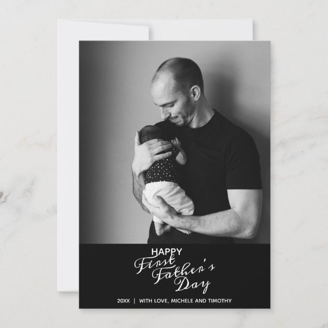 Carte Bonne première Fête des pères Élégante Typographie (Devant)