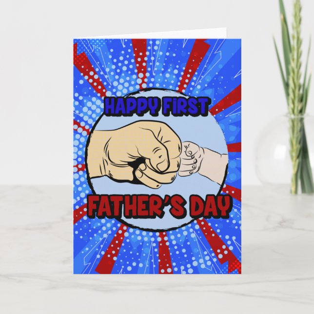 Carte Bonne première Fête des pères papa grand-père cade (Devant)