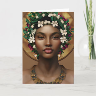 Carte Bonne Reine d'anniversaire, belle afro-américaine