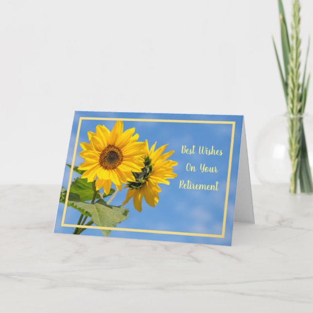 Carte Bonne retraite désire tournesols élégant (Devant)