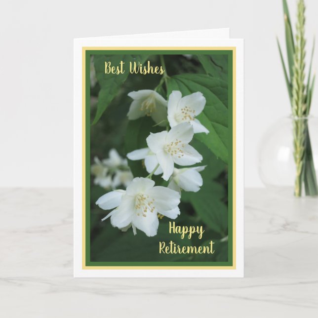 Carte Bonne retraite veut Jasmine Flowers Élégant (Devant)
