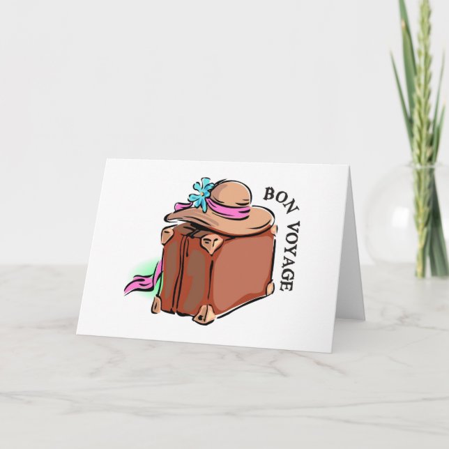 Carte Bonne route, bon voyage ! Bagages & chapeau (Devant)